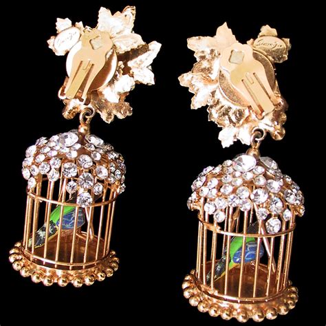 vintage bird cage earrings